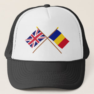 Boné Reino Unido e bandeiras cruzadas Romania