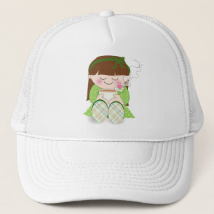 Boné Relaxe! Menina bonito de Kawaii que relaxa com