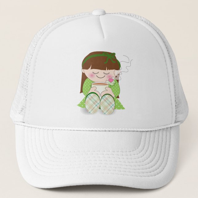 Boné Relaxe! Menina bonito de Kawaii que relaxa com (Frente)