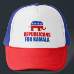 Boné Republicanos pelo Elefante Kamala Harris<br><div class="desc">Republicanos pelo chapéu de Kamala Harris com o elefante republicano vermelho e azul. Conservadores votando em Kamala para presidente nas eleições de 2024.</div>