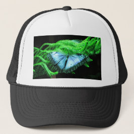 Boné Respiração Tomando Borboleta Azul Iridescente