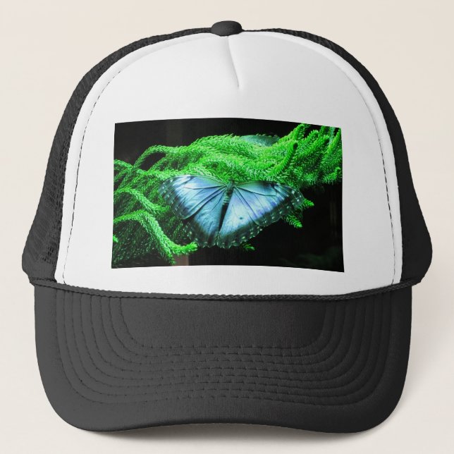 Boné Respiração Tomando Borboleta Azul Iridescente (Frente)