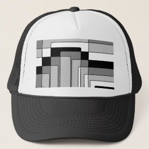 Boné Retângulos abstrato preto e branco