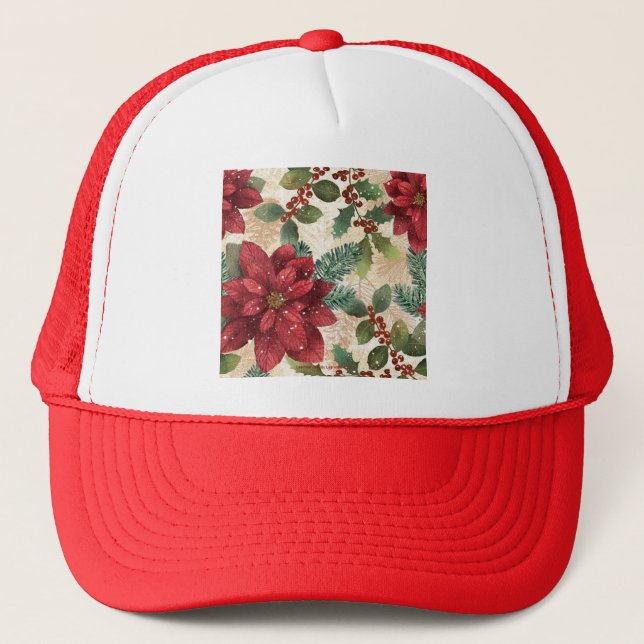 Boné Retro 50s Poinsettia Red Green Cream (Frente)