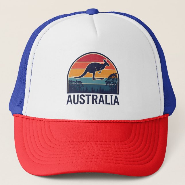 Boné Retro australiano Sunset Animal pulando canguru (Frente)