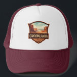 Boné Retro de Ilustração do Parque Nacional Canyonlands<br><div class="desc">Design de arte vetorial de Canyonlands. O parque é conhecido por sua dramática paisagem desértica esculpida pelo Rio Colorado. A ilha no Céu é uma mesa imensa,  plana,  com uma visão panorâmica.</div>