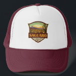 Boné Retro de Ilustração do Parque Nacional do Saguaro<br><div class="desc">Trabalho de arte de vetor Saguaro. O parque é batizado para o grande cactus saguaro,  nativo de seu ambiente deserto.</div>