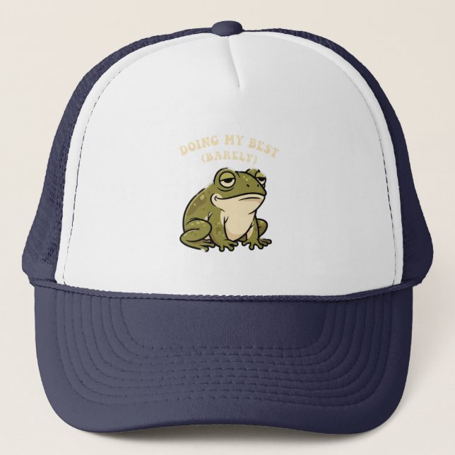 Boné Retro Frog Barely Trying Trucker Hat (Frente)