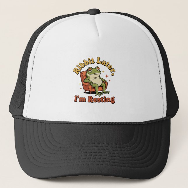 Boné Retro Frog Chill Humor Trucker Hat (Frente)