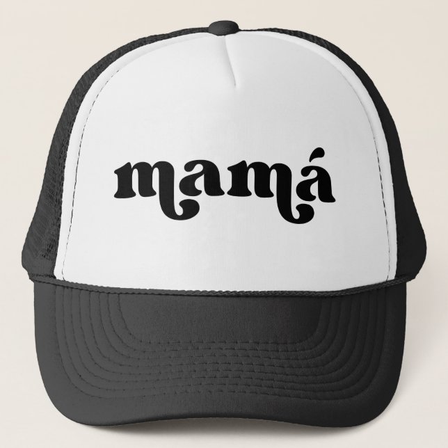 Boné Retro Mamá - Espanhol Negro e Branco (Frente)