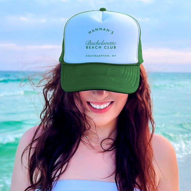 Boné Retro Moderno Despedida de Solteira Verde (Retro Modern Green Bachelorette Trucker Hat)