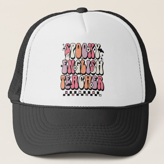 Boné Retro Spooky English Teacher Funny Grammar Teacher (Frente)