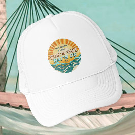 Boné Retro Teal Sunburst Family Beach Summer Vacation  