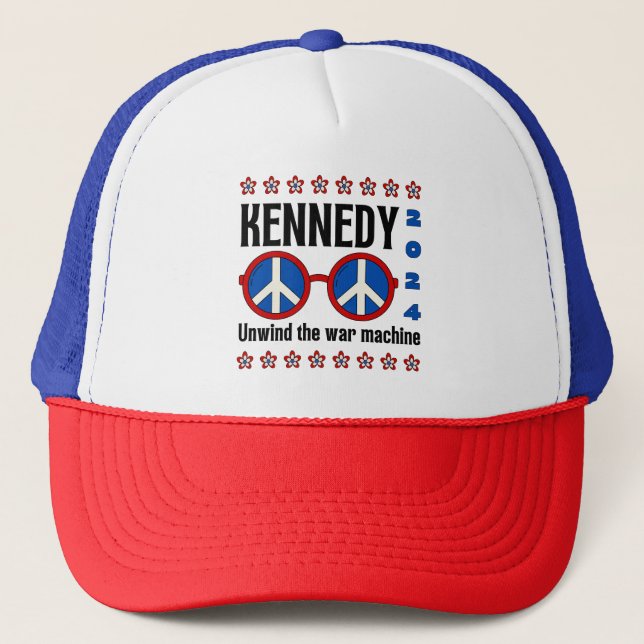 Boné RFK Jr Kennedy '24 "Unwind the war machine" Retro (Frente)