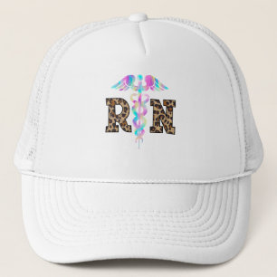Boné "RN" em Leopard Print - Logotipo médico colorido