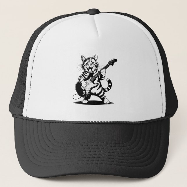 Boné Rockstar Cat Guitar Solo – Funny Music Lover Gift (Frente)