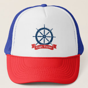 Boné roda de navio marinho azul náutico personalizada,