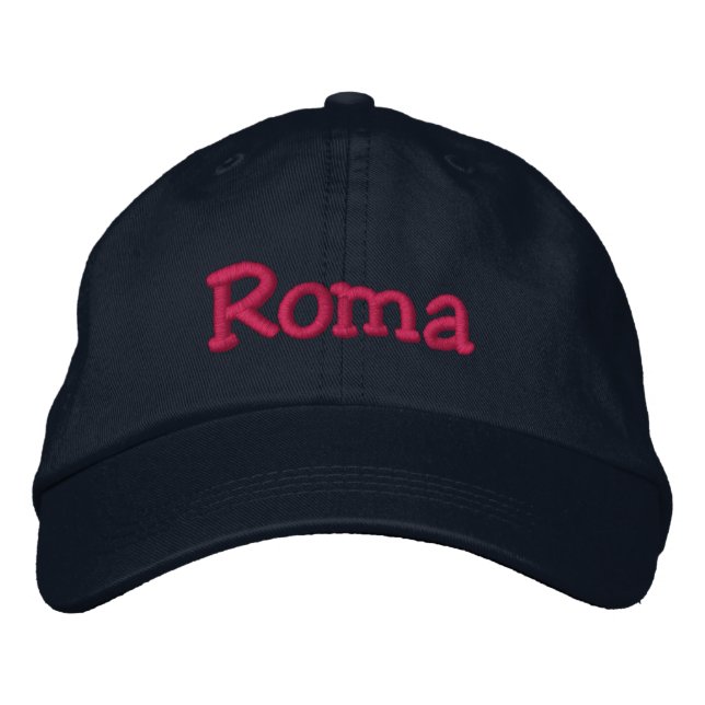 Boné Roma Embroidered Baseball Cap Navy Hot Pink (Frente)