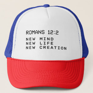 Boné Romanos 12:2 Nova vida texto cristão minimalista