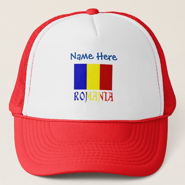 Boné Romênia Bandeira Romena Azul Personalizada  (Frente)