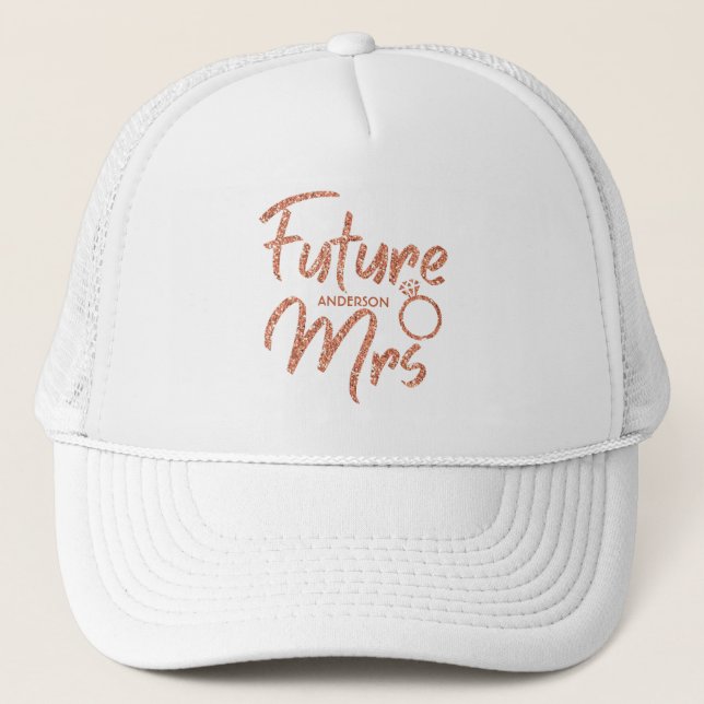 Boné Rosa Dourado Futuro Sra. Bride Trucker Hat (Frente)