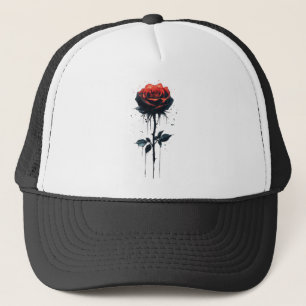 Boné Rosa Gotejante de Sangue: Arte Floral Gótica