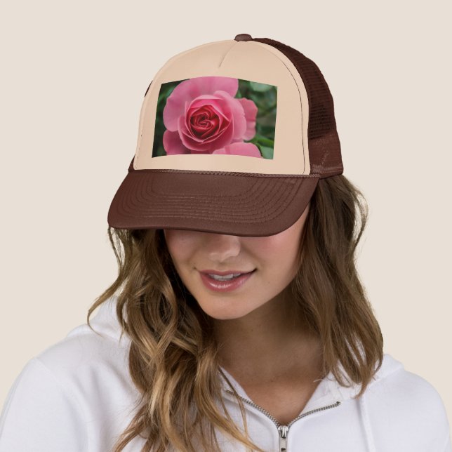 Boné Rosa Rosa Pura e Ousada Personalizada Marrom e Beg (In Situ)