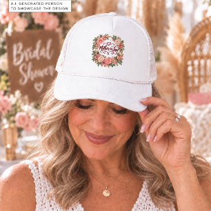 Boné Rosas de Moldura Dourada para Chá de Noiva da Sogr