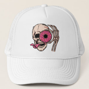 Boné Rosto do crânio Com Rosquinha humor escuro doce e