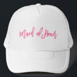 Boné Roteiro cor-de-rosa da madrinha de casamento<br><div class="desc">Diz a "madrinha de casamento" que caracteriza um roteiro na moda da escova no rosa quente</div>