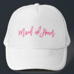 Boné Roteiro cor-de-rosa da madrinha de casamento<br><div class="desc">Diz a "madrinha de casamento" que caracteriza um roteiro na moda da escova no rosa quente</div>