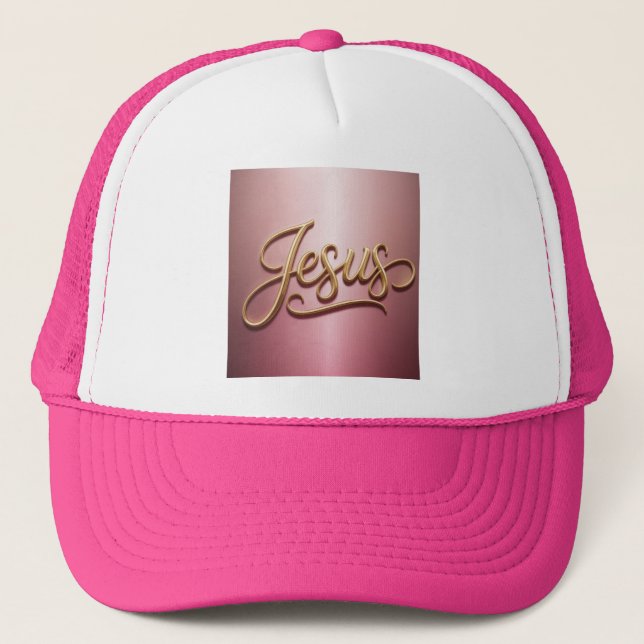 Boné Roteiro Jesus Dourado Rosa  (Frente)