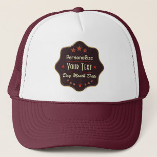 Boné Rótulo Retro de Texto Personalizado Clássico