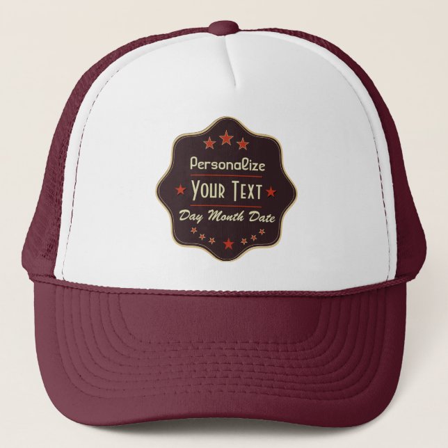 Boné Rótulo Retro de Texto Personalizado Clássico (Frente)