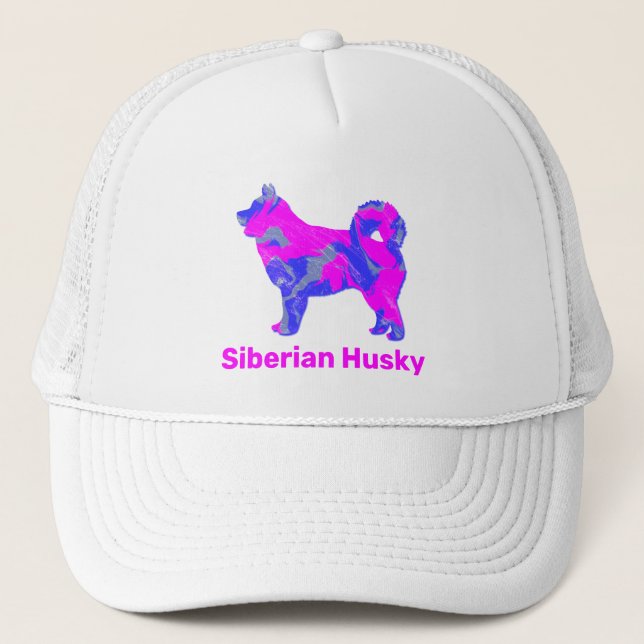 Boné Rouco Siberian Dog Cute Pink Silhout Personalizado (Frente)