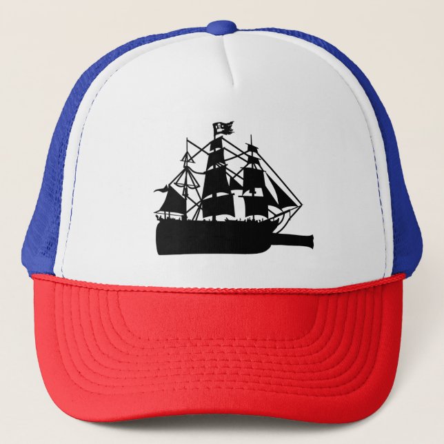 Boné RumJohn Black Ship Trucker Hat (Frente)