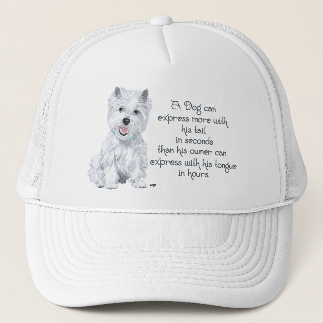 Boné Sabedoria Westie - Cauda ou Língua Balançando? (Frente)