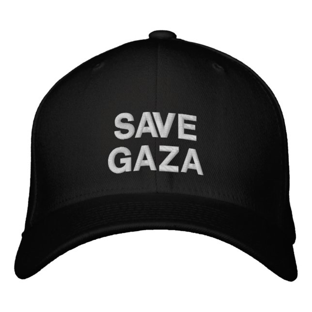 Boné Salvar Gaza - texto personalizado branco preto (Frente)