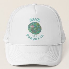 Boné Salvar o slogan da pangolim em azul turquesa