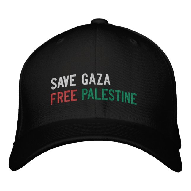 Boné Salve Gaza Liberdade Palestina branco vermelho ver (Frente)