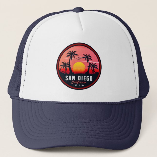 Boné San Diego California Retro Sunset Souvenirs 60s (Frente)