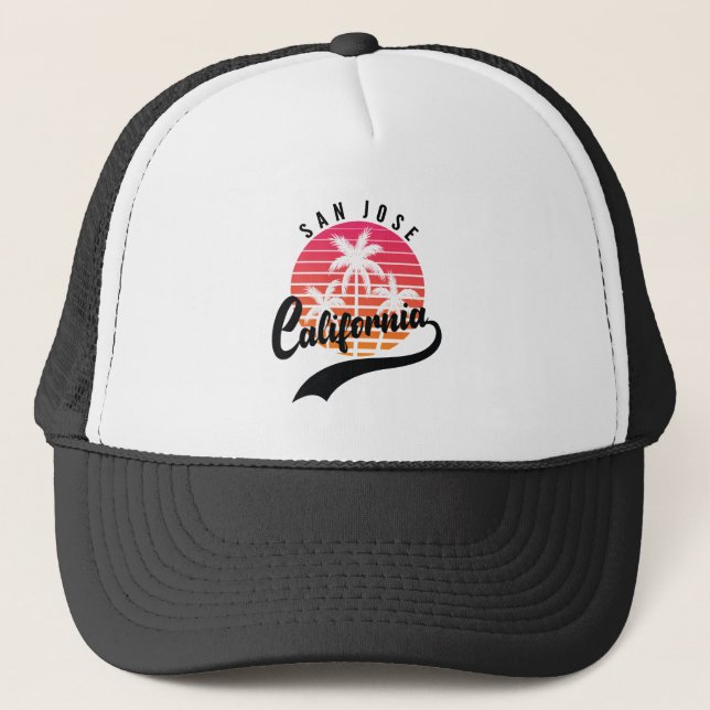 Boné San Jose, California Retro Sunset Trucker Hat (Frente)