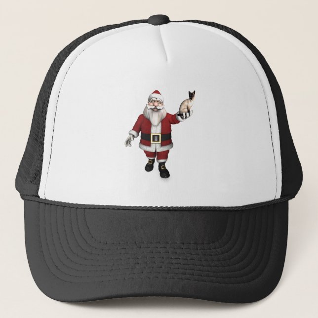 Boné Santa Claus ama Gatos Siameses (Frente)