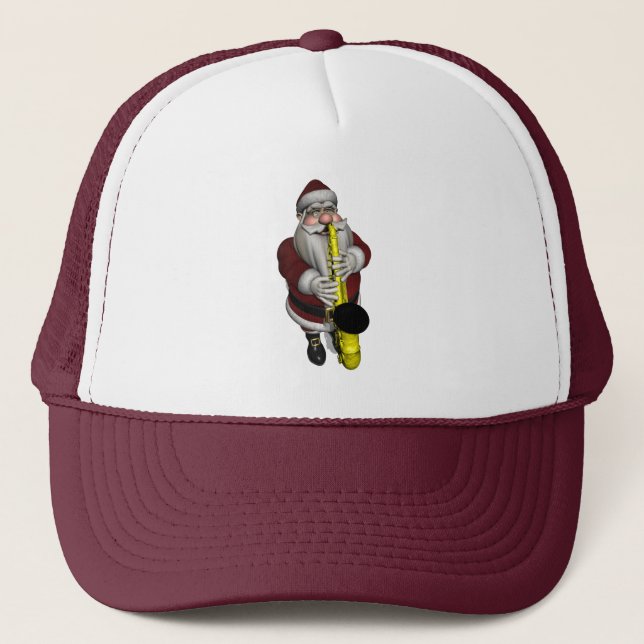 Boné Santa Claus Jogando Saxofone (Frente)