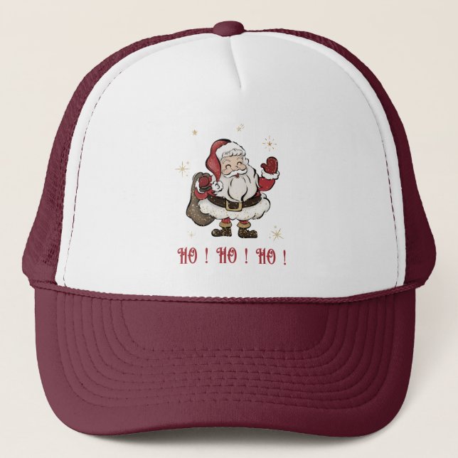 Boné Santa Claus White e Maroon Trucker Hat (Frente)