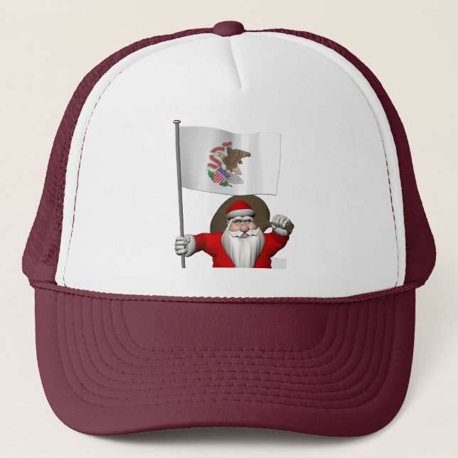Boné Santa Claus With Ensign Of Illinois (Frente)