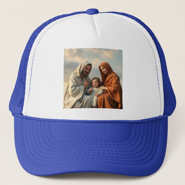 Boné Santa Família, Jesus, Maria e Joseph Trucker Hat (Frente)