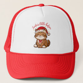 Boné Santa's Little Helper Cat Christmas Trucker Hat