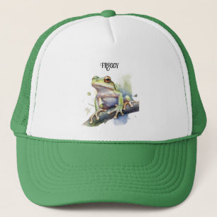 Boné Sapo de árvore em aquarela fofa, personalizado