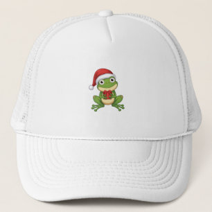 Boné Sapo de Natal Fofo com Chapéu de Papai Noel e Pres
